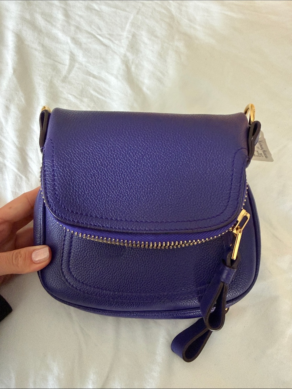 Tom Ford Purple Leather Crossbody Bag with Gold Hardware